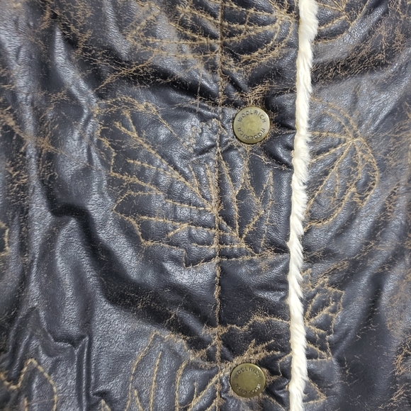 WOOLRICH Faux Leather and Sherpa Embroidered Leaves Vest - Picture 7 of 12